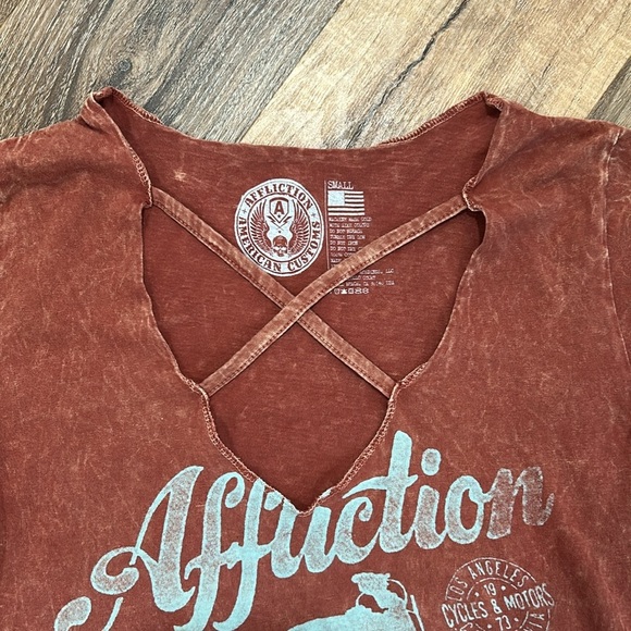 Affliction American Customs Women’s Shirt size small 100% cotton. Mortorcyle - Picture 5 of 12